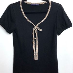 Daks London E1 Short Sleeve Black & Plaid Tie Top